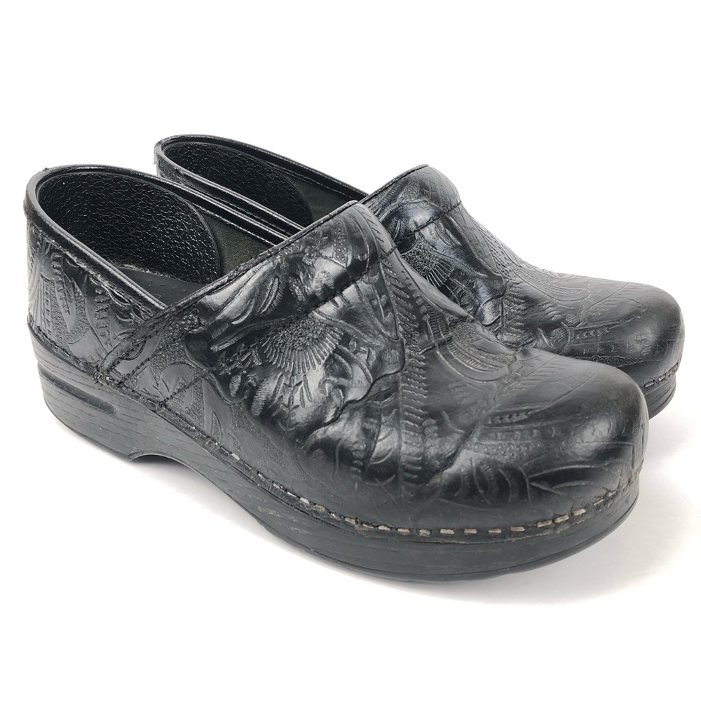 DANSKO Professional Mules Clogs Shoes Black Tooled